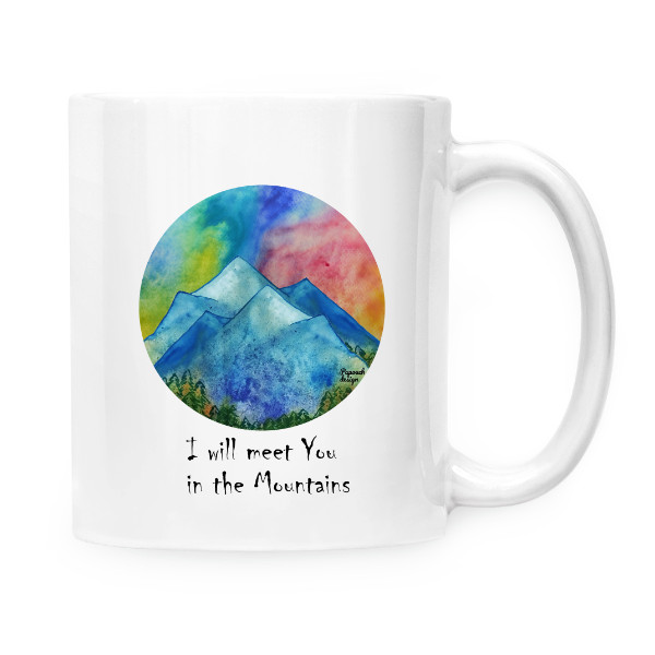 Hrnek malý bílý s potiskem Hrnek - I will meet You in the mountains