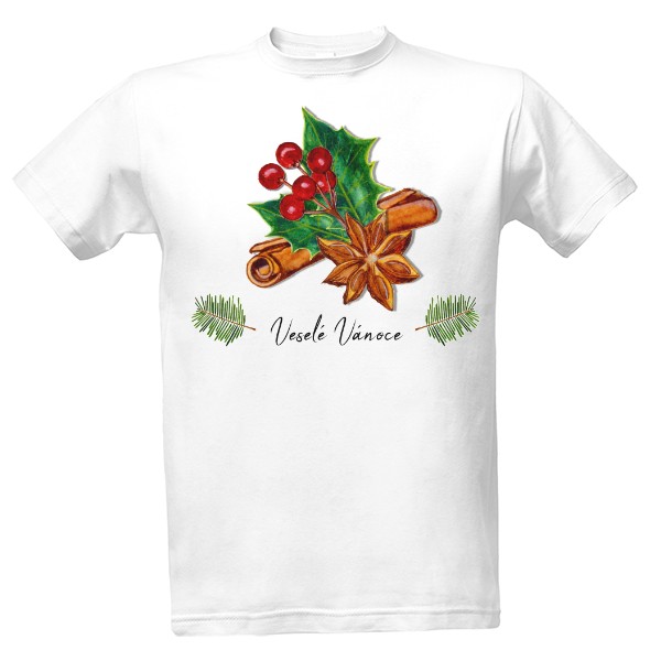 Tričko s potiskem Veselé Vánoce - malované